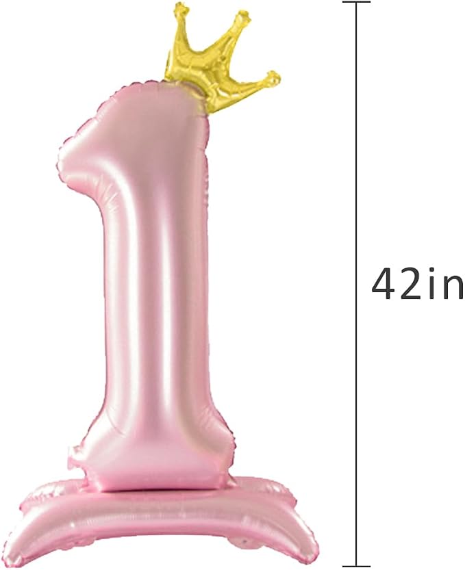 42 Inch Crown Pink Number Balloon, Number 5 Balloon - Image 5