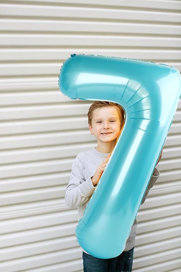 6 Balloon Number 40 Inch Pastel Blue Balloons - Image 4