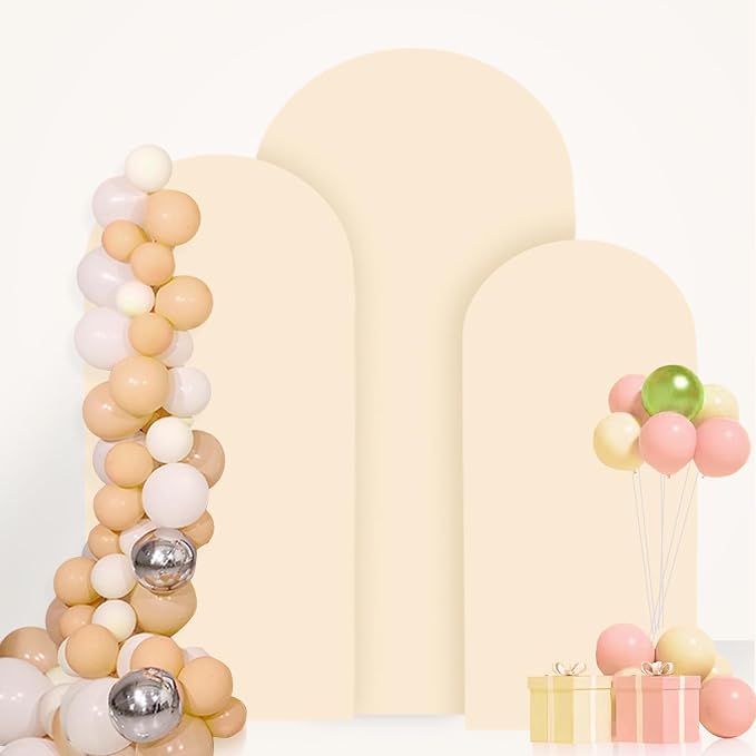 FANPROMS Beige Arch Cover Set 6FT 6.6FT 7.2FT Spandex Arch Stand Covers Chiara - Image 5