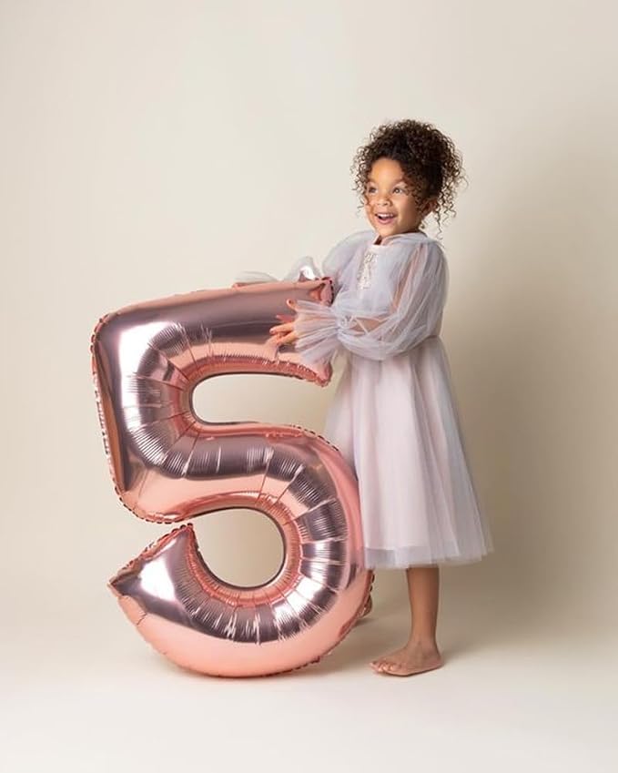5 Balloon Numbers Party Decorations, 40In Rose Gold Balloons - Image 2