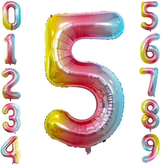 Gold Foil Balloons Number 5, Huge Number Balloons - Image 2