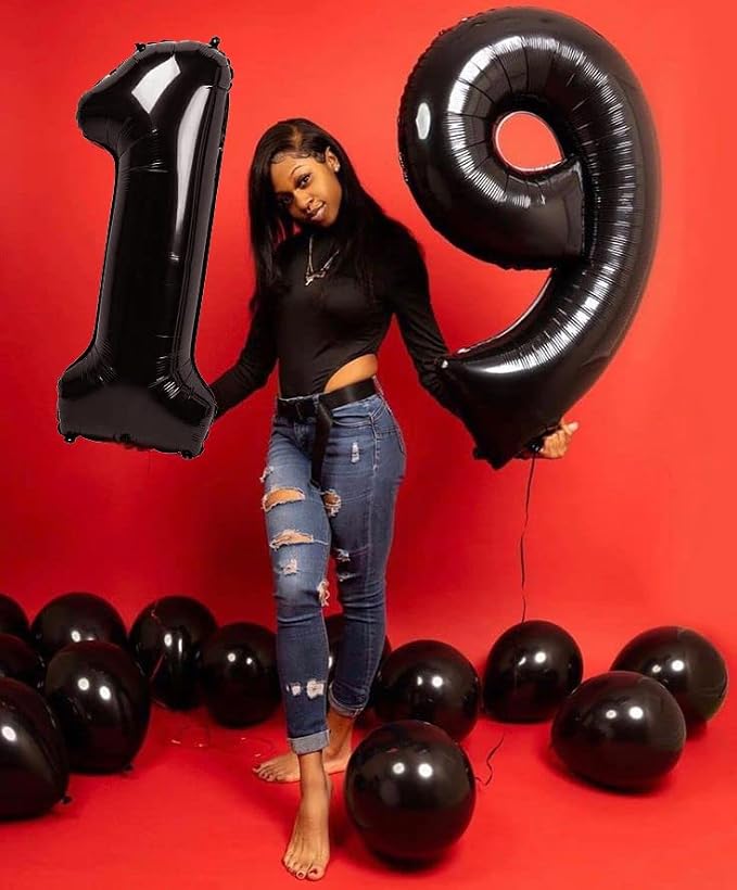 1 Balloon Numbers Birthday Decorations, 40In Black Balloons - Image 4