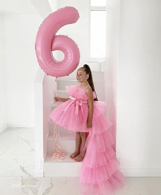4 Balloon Numbers Birthday Decorations, 40In Pearl Pink Balloons - Image 5