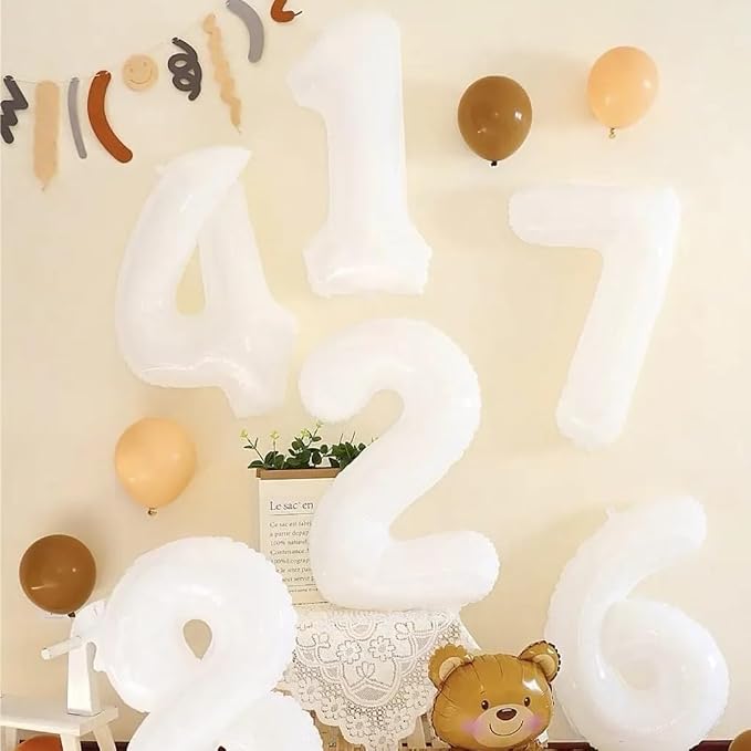 8 Balloon Numbers Birthday Decorations, 40In White Balloons - Image 3