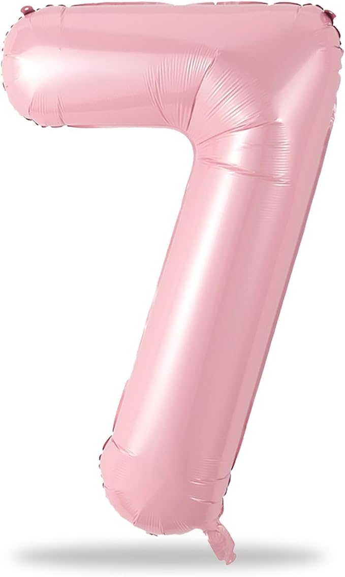 Light Pink Foil Balloon Number 7, Large Pastel Pink Number 7 Helium Balloon - Image 8