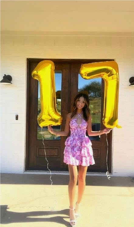 Gold Number 7 Balloon 40 inch, Balloon numbers party supplies, deco photo shoot - Image 6