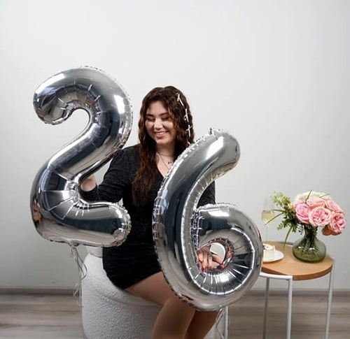 0 Balloon - Silver Birthday Number Balloons, 40 Inch Decorations Men Women | - Image 2