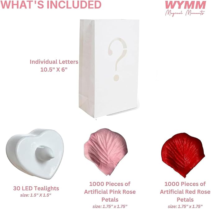 WYMM Happy Valentines Day Light Up Letters, Tea Lights & Rose Petals | luminary - Image 2