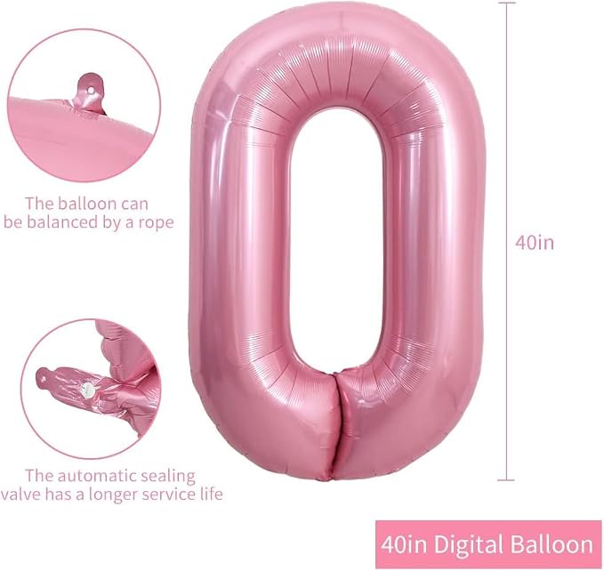 TONIFUL 40 Inch Pink Number 30 Balloon Large Foil 30th Birthday Decorations | - Image 2
