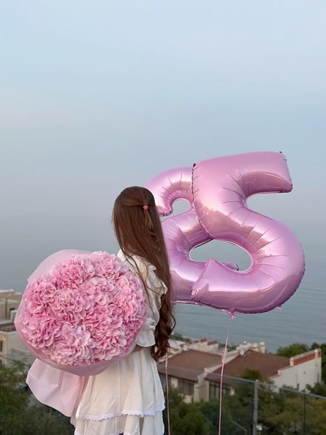 Number 12 Balloon 40Inch for 12 Year Old Birthday Decorations, Pearl Pink | - Image 6