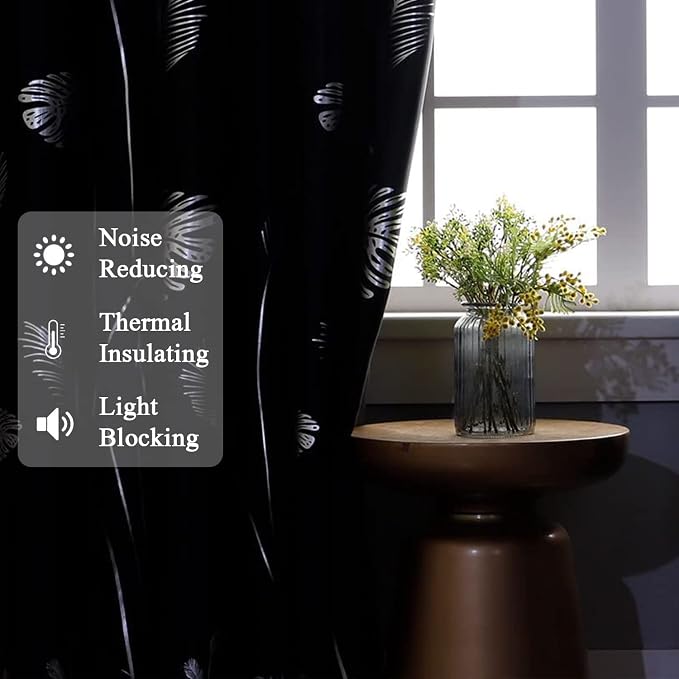 Black Blackout Curtain for Sliding Glass Door 80W x 84L Inch Thermal Insulated - Image 6