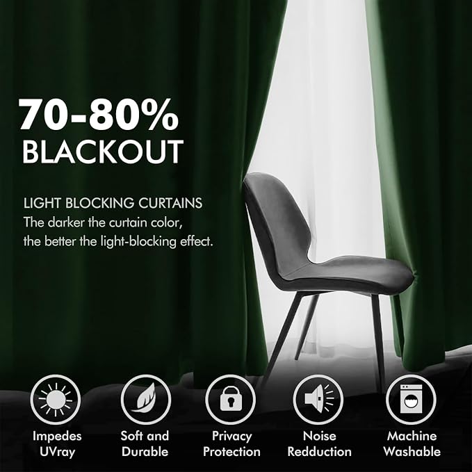 MIULEE Velvet Curtains Christmas Emerald Green 52 x 72 Inch Length Set of 2 | - Image 4