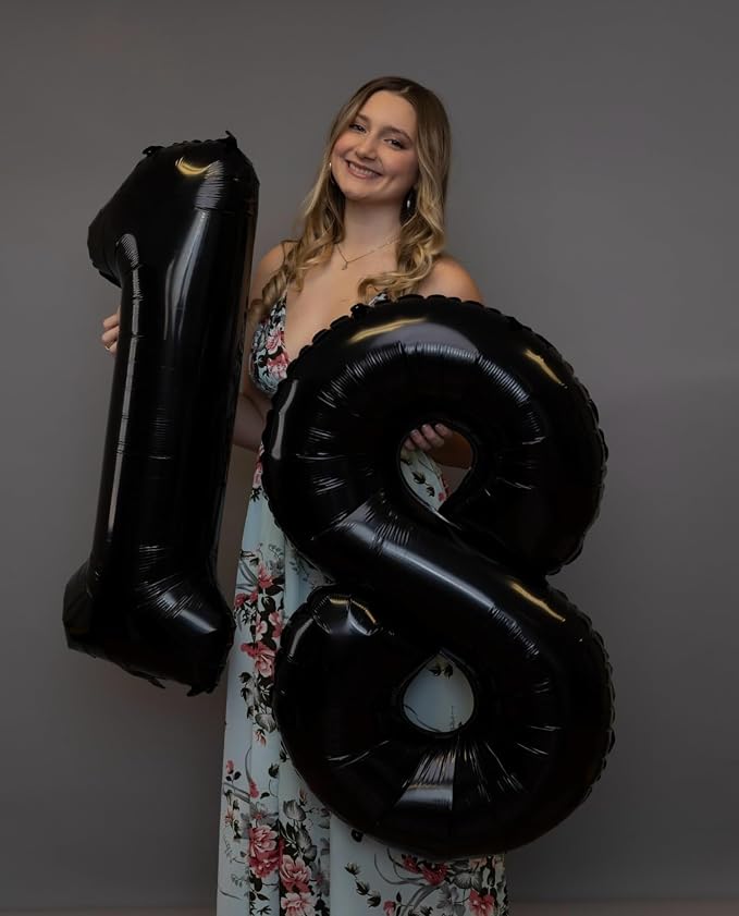 1 Balloon - Black Birthday Number Balloons, 40 Inch Decorations Men Women | - Image 4