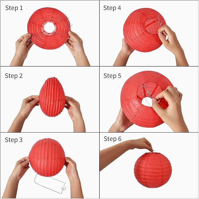 BEISHIDA 12 Inch Orange Paper Lanterns 6Packs Hanging Round Chinese Lantern | - Image 3