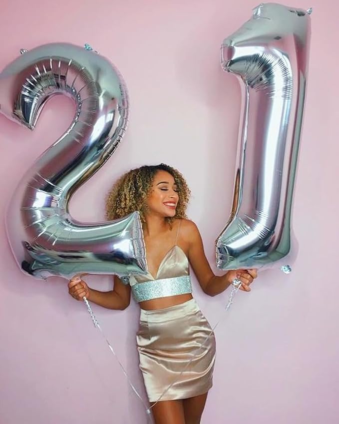1 Balloon Numbers Birthday Decorations, 40In Silver Balloons - Image 2
