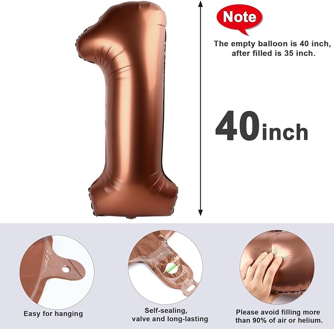 Number Balloons 40 Inch Coffee 1 Balloon - Image 5