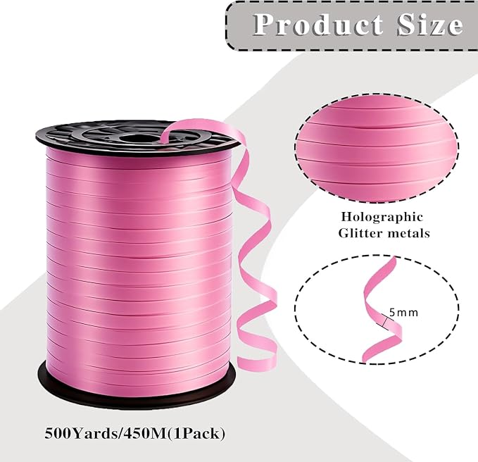500 Yard Premium Pink Curling Ribbon, Curling Ribbon - Image 2