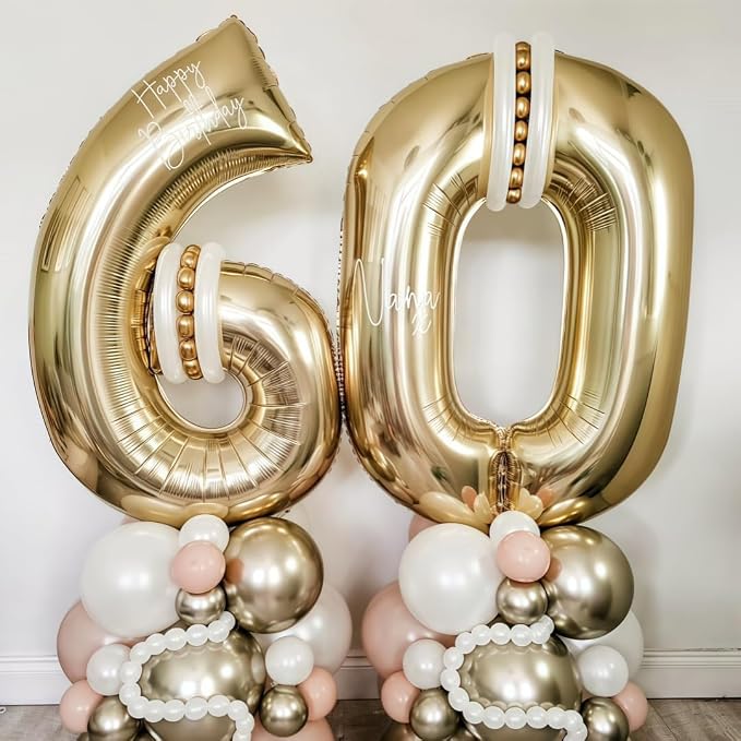 Champagne Gold 30 Balloon Number, 40 Inch Light Gold 30 Balloons Big Foil Mylar - Image 3