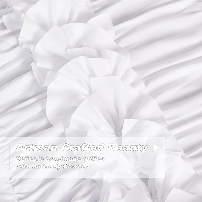 White Thermal Insulated Blackout Drapes 42"W x 63"L | Handmade Ruffles & - Image 2