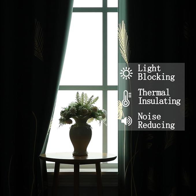 Green Blackout Curtains 63 Inches Long, Room Darkening Curtains - Image 6