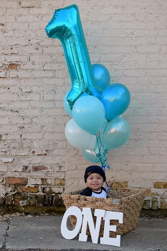 1 Balloon Numbers Birthday Decorations, 40In Light Blue Balloons - Image 2
