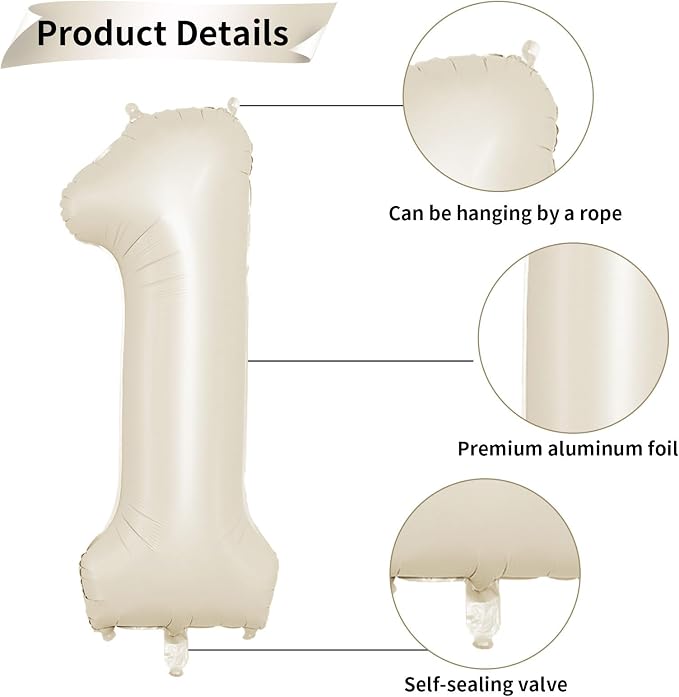 Biapian 40 Inch Cream Number 15 Balloon, 15th Birthday Balloons, Big Digital 15 - Image 3