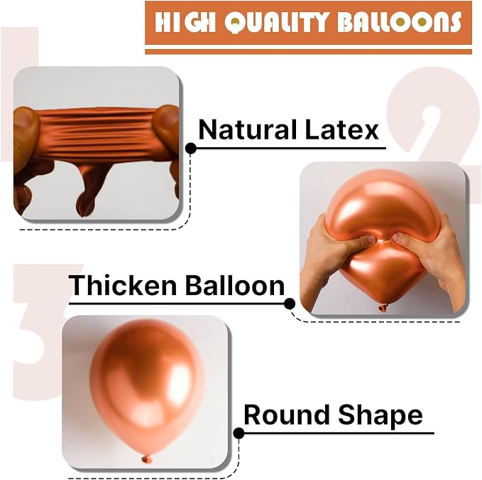 PartyWoo Rose Gold Balloons 50pcs Metallic Chrome Rose Gold Color | 12 Inch - Image 7