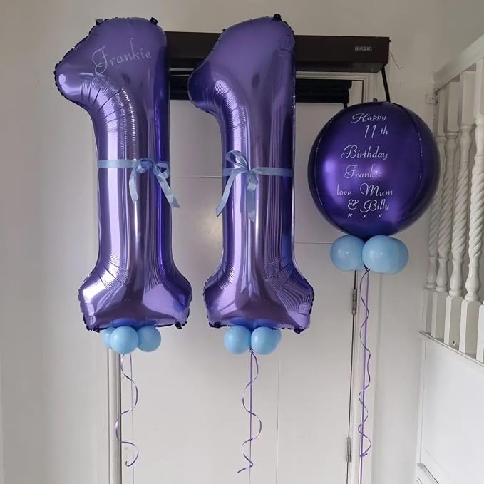 Number 14 Purple Balloons 40 Inch Giant Purple 14 Number Foil Helium Balloons - Image 4
