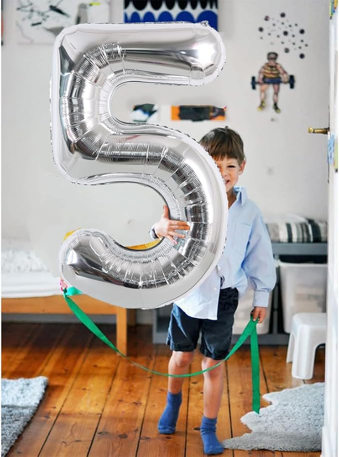 TONIFUL 40 Inch Silver Number 7 Balloon Large Foil 7th Birthday Decorations | - Image 6