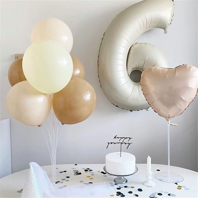 60th Birthday Balloons Cream for Women, 40 Inch Giant Beige Foil 60 Balloon - Image 4