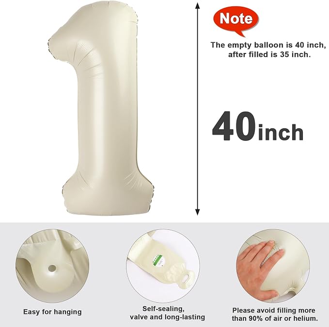 15 Balloon Numbers 40Inch for 15th Year Old Birthday Decorations, Cream | 40In - Image 7