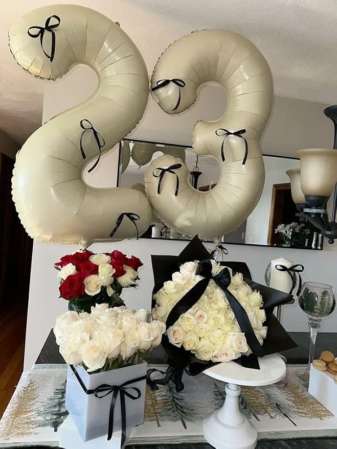 Number 19 Balloons 40 Inch for 19 91 Birthday Party Decoration, Cream White | - Image 3