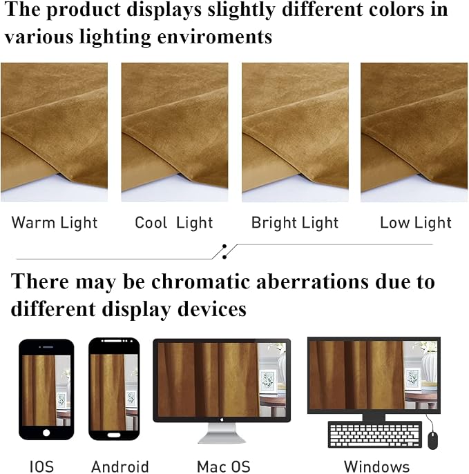 Back Tab Room Divider Curtains Luxury Gold Brown Velvet Blackout Thermal - Image 6
