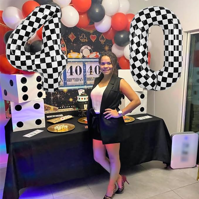 TONIFUL 40 Inch Large Checkered Number 4 Balloon 4th Birthday Decorations | 4th - Image 4