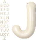SUWEN 40 Inch Cream Large J Letter Balloons Big Foil Helium A-Z | Jumbo Mylar by SUWEN
