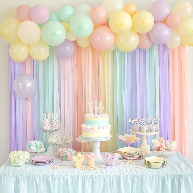 8 Pastel Streamers, 656ft Pack of Crepe Paper Party Decorations | Each roll is - Image 2