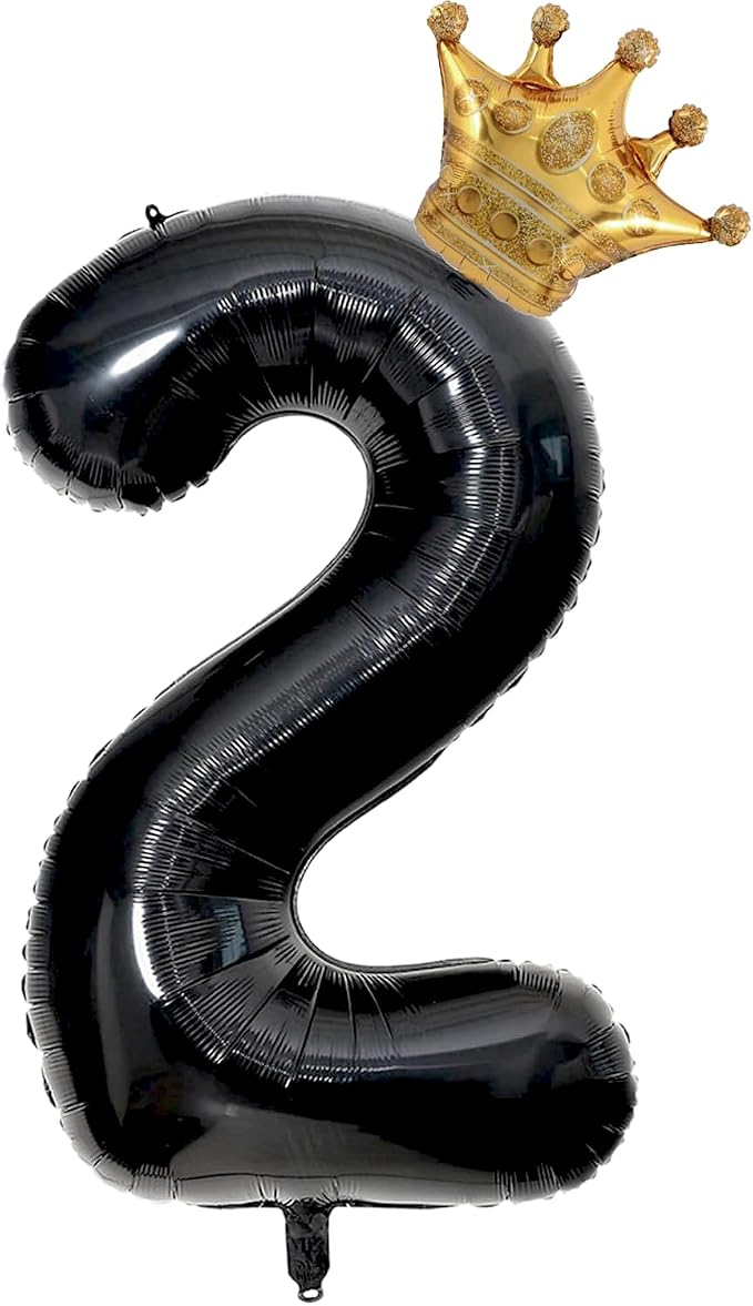 Black 2 Balloon Number, 40 inch Big 2nd Birthday Balloon - Image 2