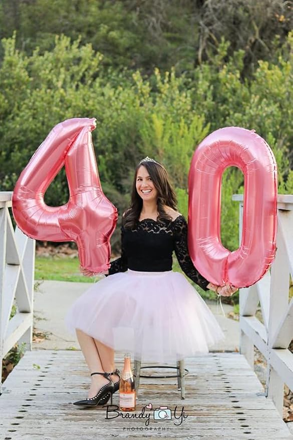 Number 4 Balloons 40 Inch for 4 14 Birthday Party Decorations, Pastel Pink | - Image 3