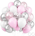 Pink and Silver Balloons, 12 Inch Pink White Silver Pearl Pink Latex Balloons by FEYG