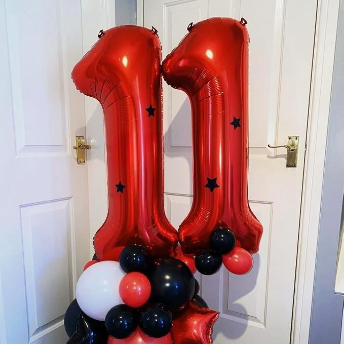 Red 50 Number Balloons, 40 Inch 50 Balloons Foil Mylar Helium Big Red 50 - Image 3