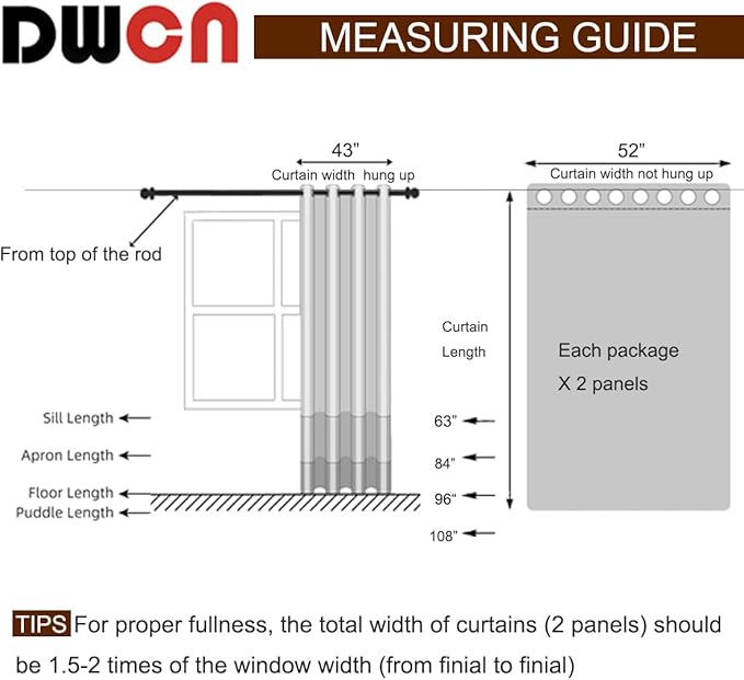 DWCN Black Faux Linen Ombre Sheer Curtains - Image 9