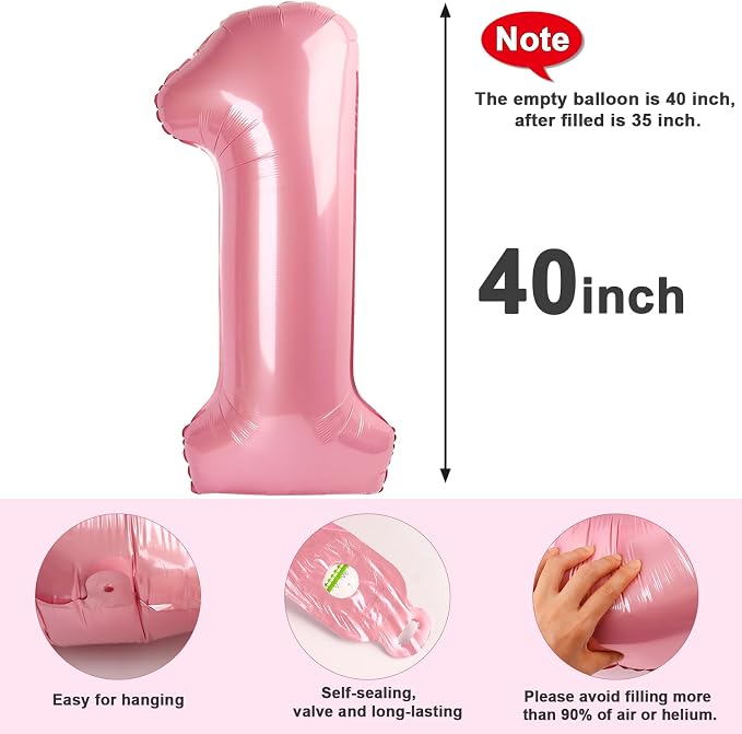 Number 17 Balloon 40Inch for 17 Year Old Birthday Decorations, Pearl Pink | - Image 7