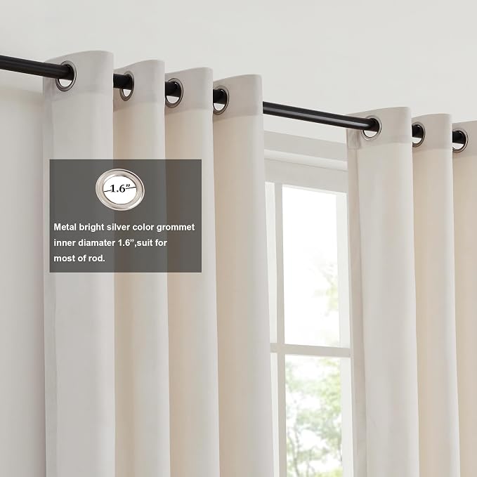 Modern Cream White Black Decorative Velvet Curtains 108 inches 2 Panels | Color - Image 2