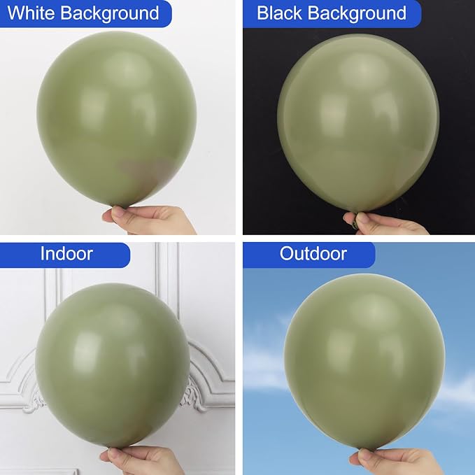 RUBFAC 135pcs Sage Green Balloons, Latex Olive Dusty Green Balloon Different - Image 4