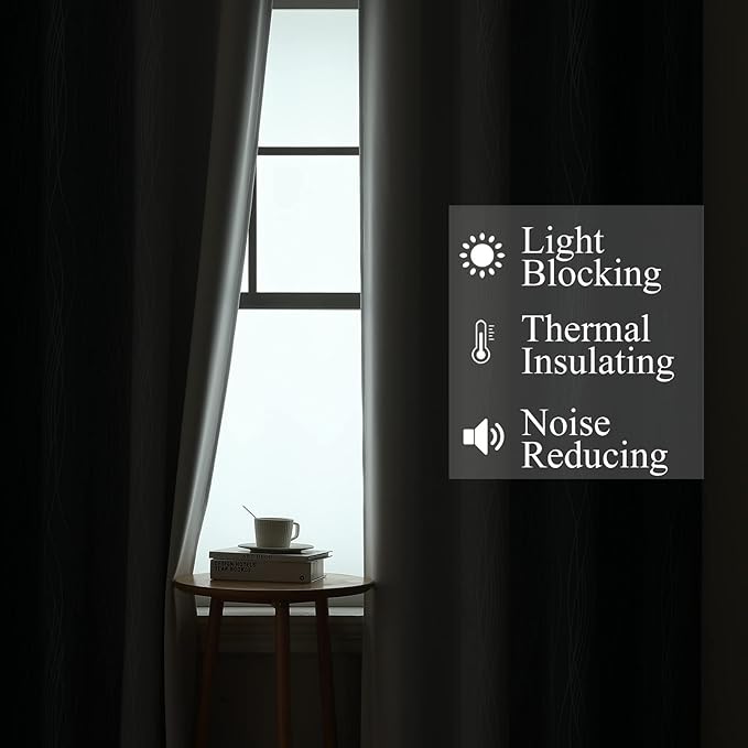 Navy Blue and Greyish White Blackout Curtains 84 Inches Long, Full Room - Image 3