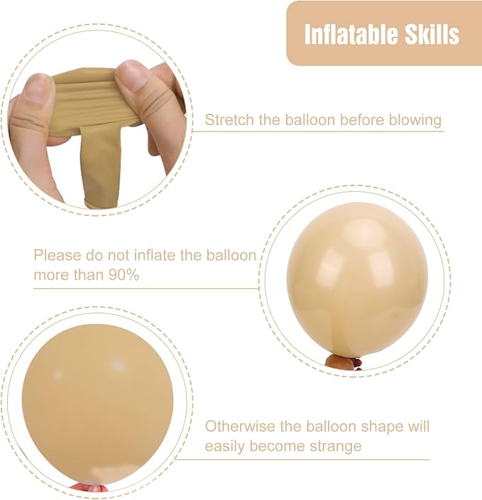 RUBFAC Vanilla Brown Balloons Different Sizes 105pcs 5/10/12/18 Inches - Image 3
