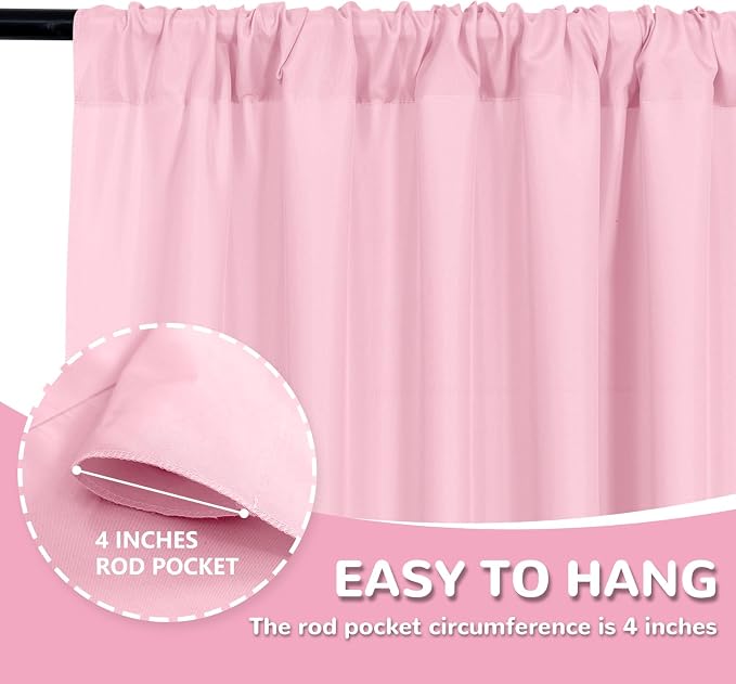 Pink Backdrop Curtain for Parties Rod Pocket Pink Curtains Photography Backdrop - Image 4