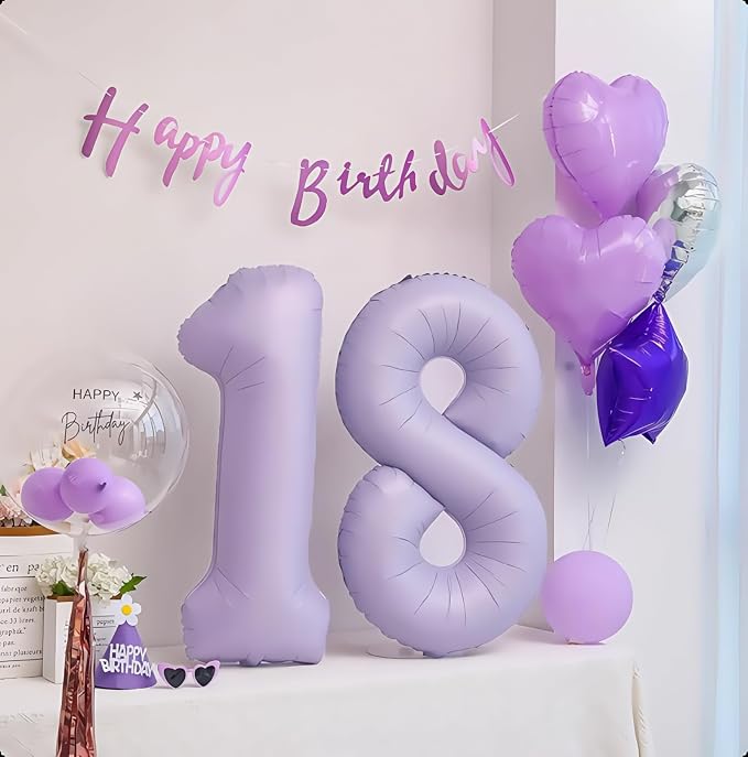 Pastel Purple 10 Number Balloons, 40 Inch Light Purple 10 Balloons Large Helium - Image 4