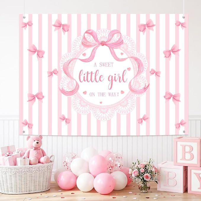AIBIIN A Sweet Little Girl is on The Way Photography Background Pink Bow Girls by AIBIIN