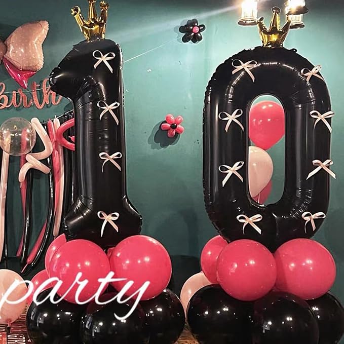 Black Number 6 Balloon with Crown, 40 inch Black Number Balloon 6th Birthday - Image 5